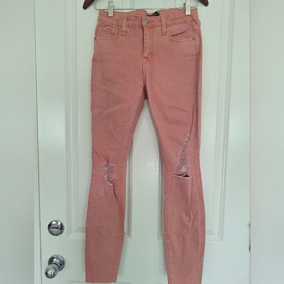 True Religion Pink Halle Mid Rise Super Skinny Jeans Size‎ 26 - Picture 1 of 9